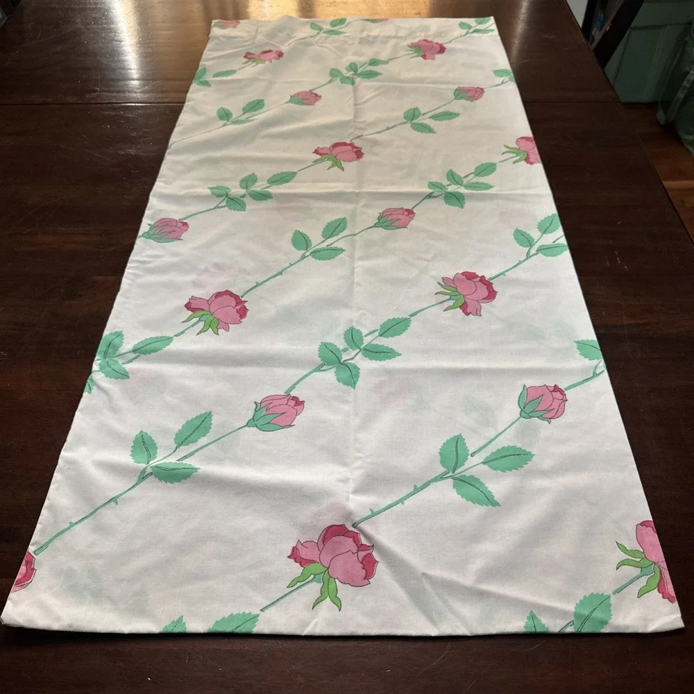 Vintage 70s Wamsutta Pillowcase KING Size Christian Dior Rose Pattern Supercale